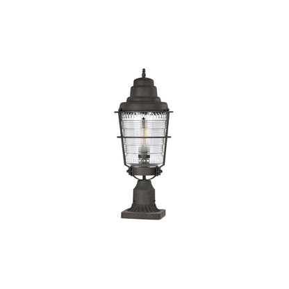 Chance Harbor 1-Light Pedestal Lantern in Weathered Zinc