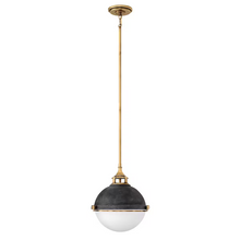 Fletcher 2-Light Pendant in Aged Zinc & Heritage Brass