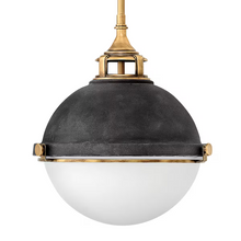 Fletcher 2-Light Pendant in Aged Zinc & Heritage Brass