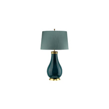 Havering 1-Light Table Lamp in Azure-Turquoise & Aged Brass