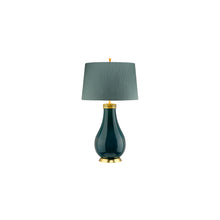 Havering 1-Light Table Lamp in Azure-Turquoise & Aged Brass