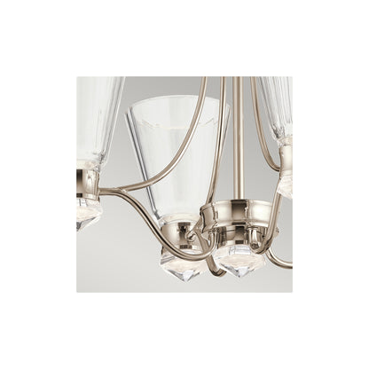 Kayva LED 9-Light 4 Arm Chandelier in Polished Nickel