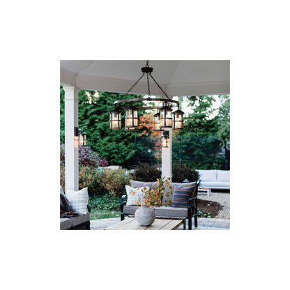 Lakehouse 6-Light Outdoor Chandelier in Aged Zinc with Driftwood Grey