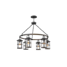 Lakehouse 6-Light Outdoor Chandelier in Aged Zinc with Driftwood Grey