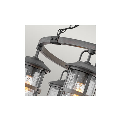 Lakehouse 6-Light Outdoor Chandelier in Aged Zinc with Driftwood Grey