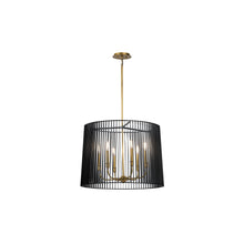 Linara 6-Light Pendant Chandelier in Black & Natural Brass