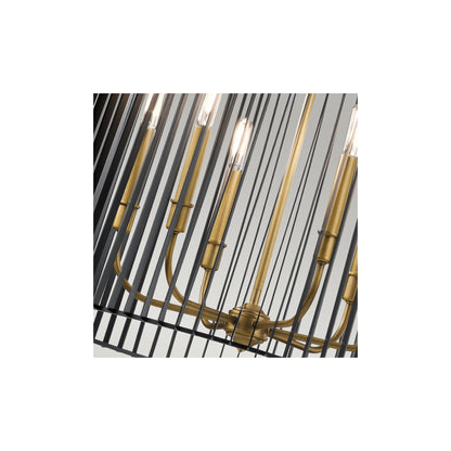 Linara 6-Light Pendant Chandelier in Black & Natural Brass