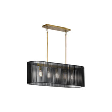 Linara 5-Light Linear Pendant Chandelier in Black & Natural Brass