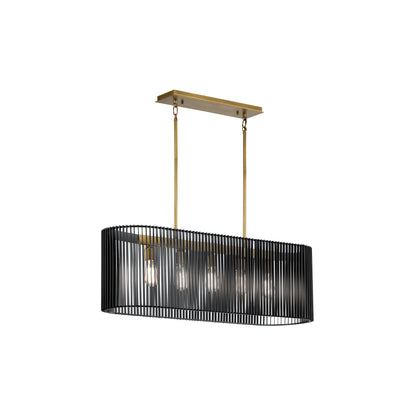 Linara 5-Light Linear Pendant Chandelier in Black & Natural Brass