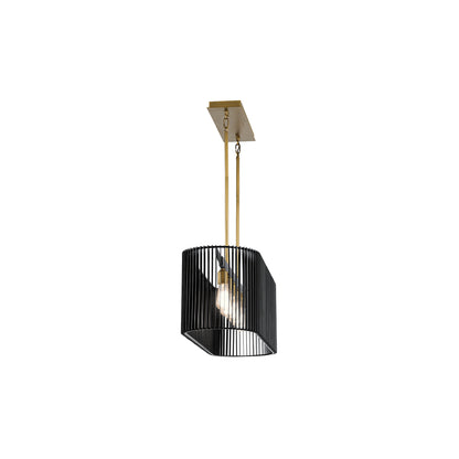 Linara 5-Light Linear Pendant Chandelier in Black & Natural Brass