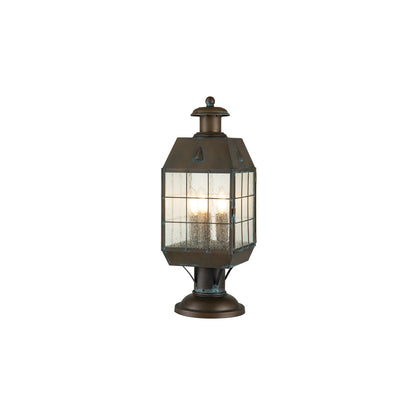 Nantucket 3-Light Large Pedestal Lantern in Aged Brass