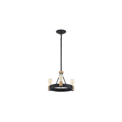 Silas 3-Light Pendant in Aged Zinc & Heritage Brass