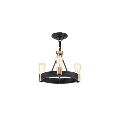Silas 3-Light Pendant in Aged Zinc & Heritage Brass