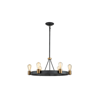 Silas 6-Light Pendant in Aged Zinc & Heritage Brass