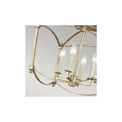 Thayer 4-Light Semi-Flush Mount in Antique Gild