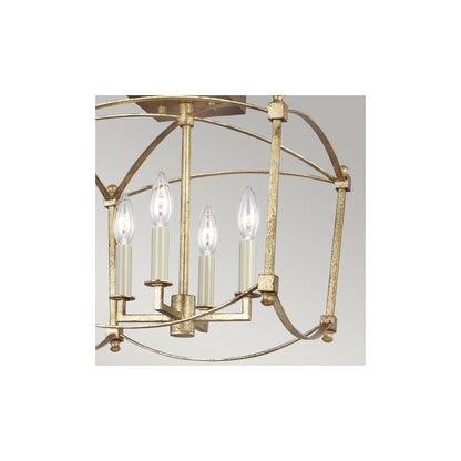 Thayer 4-Light Semi-Flush Mount in Antique Gild