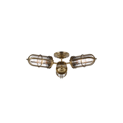 Urban Restoration 3-Light Semi Flush in Dark Antique Brass