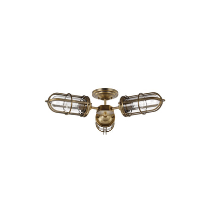Urban Restoration 3-Light Semi Flush in Dark Antique Brass