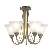 Boston  5-Light Semi Flush Antique Brass