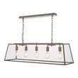 Dar Academy 5-Light Clear Glass Pendant in Antique Copper