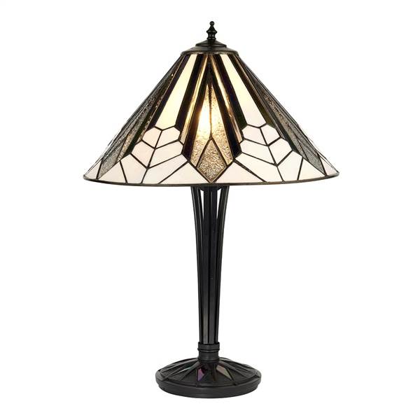 Interiors 1900 Astoria Medium Table Lamp Black with Tiffany Glass