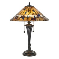 Bernwood Medium Table Lamp Dark Bronze Tiffany Glass