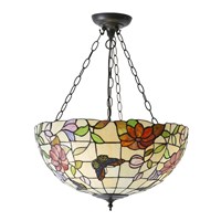 Butterfly 3-Light Large Inverted Pendant Tiffany Glass