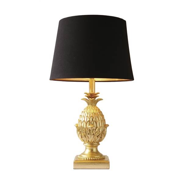 Dar Pineapple Table Lamp with Shade Gold