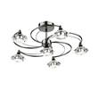 Dar Luther 6-Light Semi Flush with Crystal Glass Shades in Black Chrome
