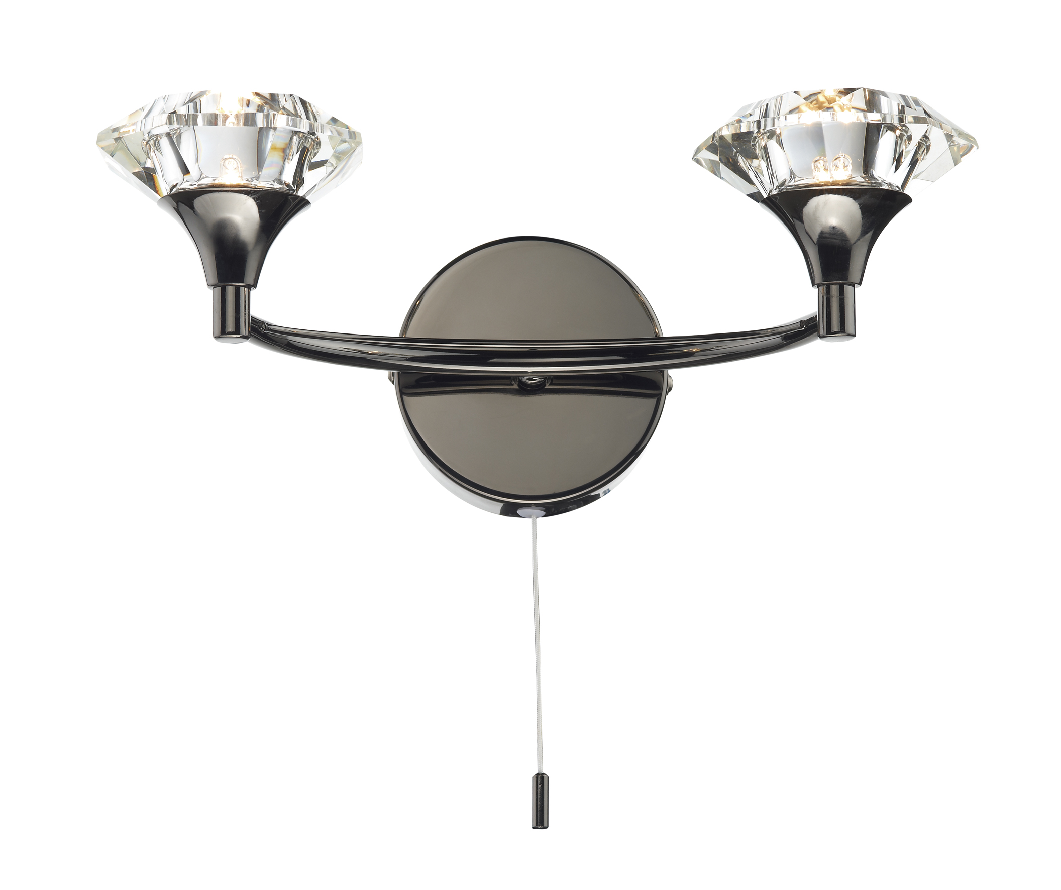 Dar Luther Double Wall Bracket With Crystal Glass Black Chrome